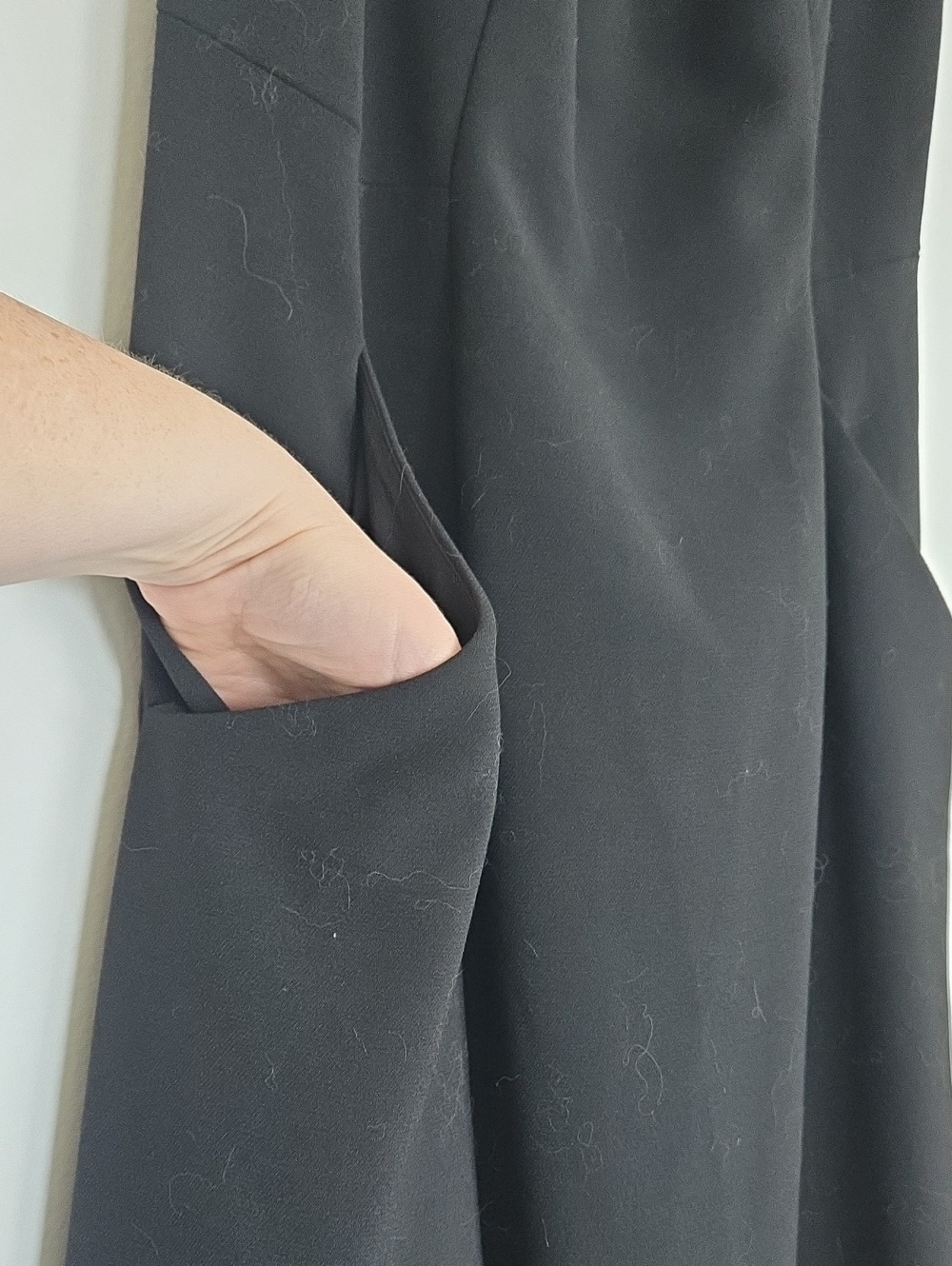 White House Black Market Black Sleeveless Midi Dress with Side Pockets - Picture 2 of 8